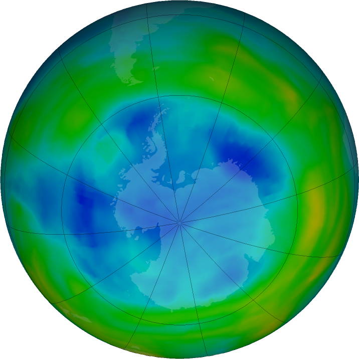 Antarctic ozone map for 08 August 2020